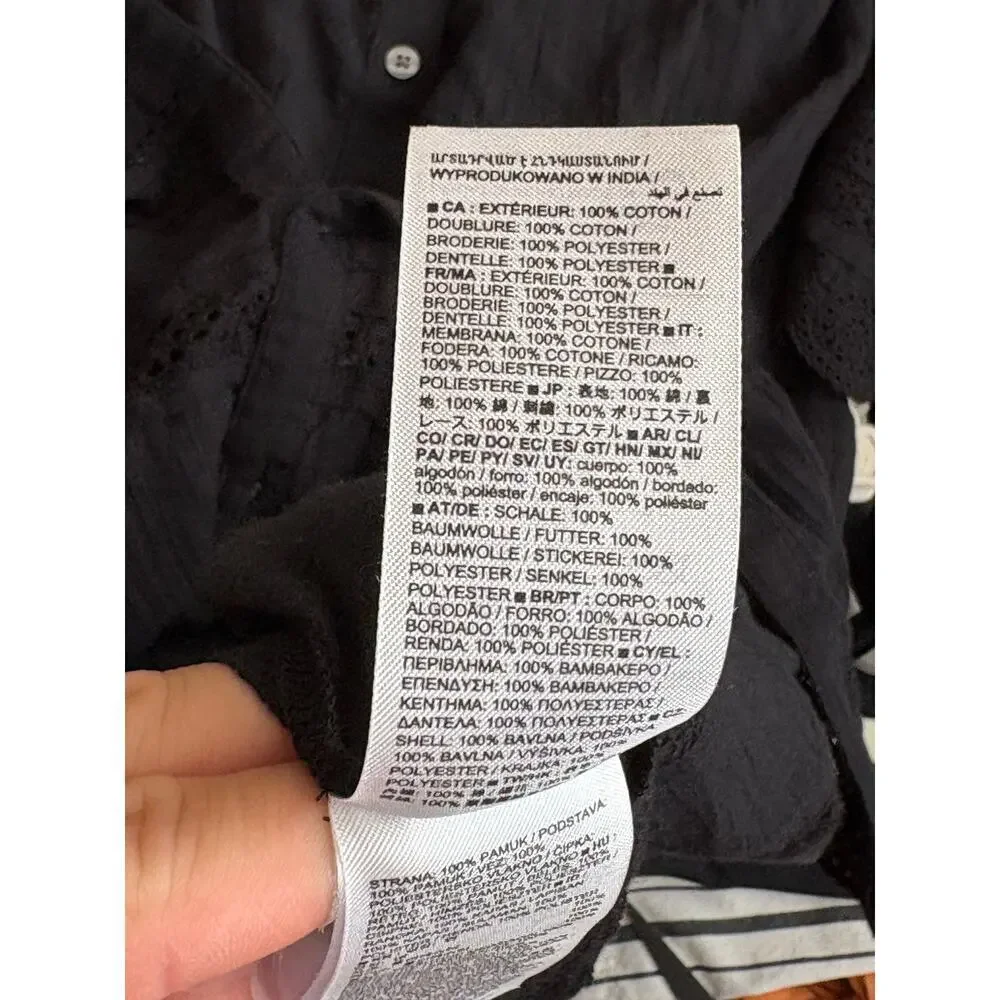 Gap Women's Black Textured Crinkle Lace Midi Dress Sz. S Tall - Picture 12 of 12